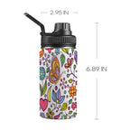 Hippie Butterfly And Flowers - Kids Water Bottle with Chug Lid (12 oz)