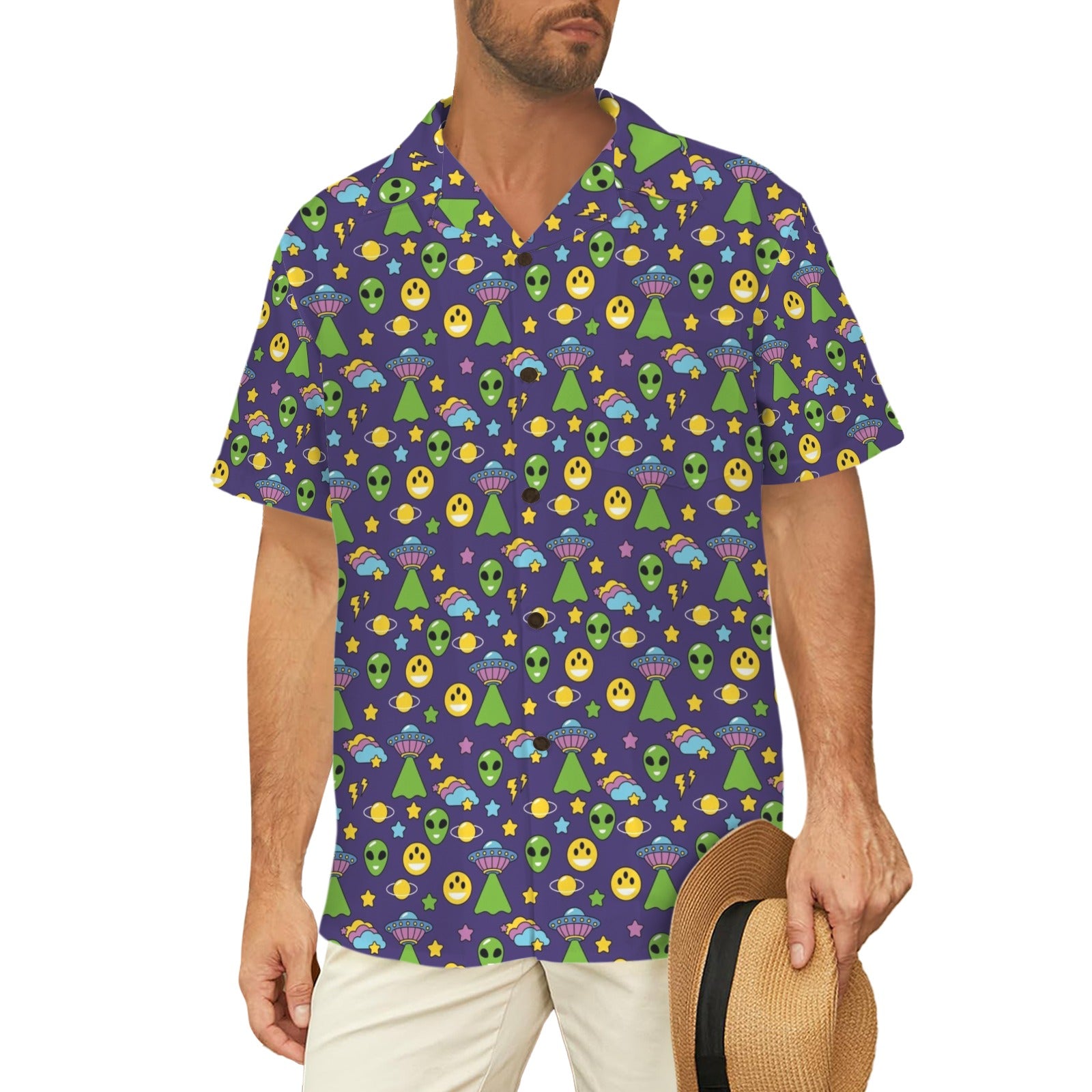 Groovy Alien And UFO Men's Hawaiian Shirt