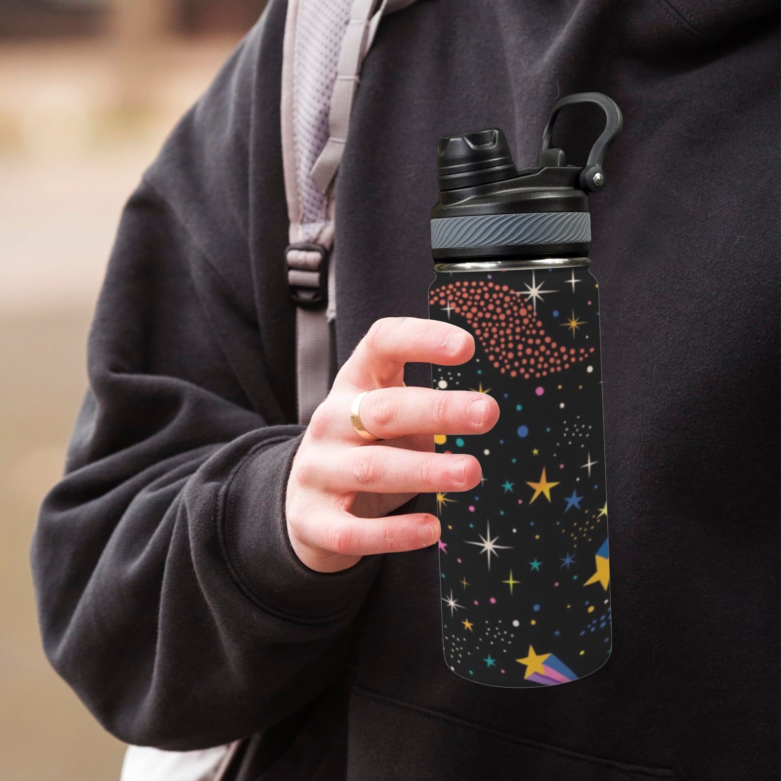 Colourful Space - Insulated Water Bottle with Dual-Use Lid (18oz) Insulated Water Bottle with Dual-Use Lid (18oz) Printed Offshore Space