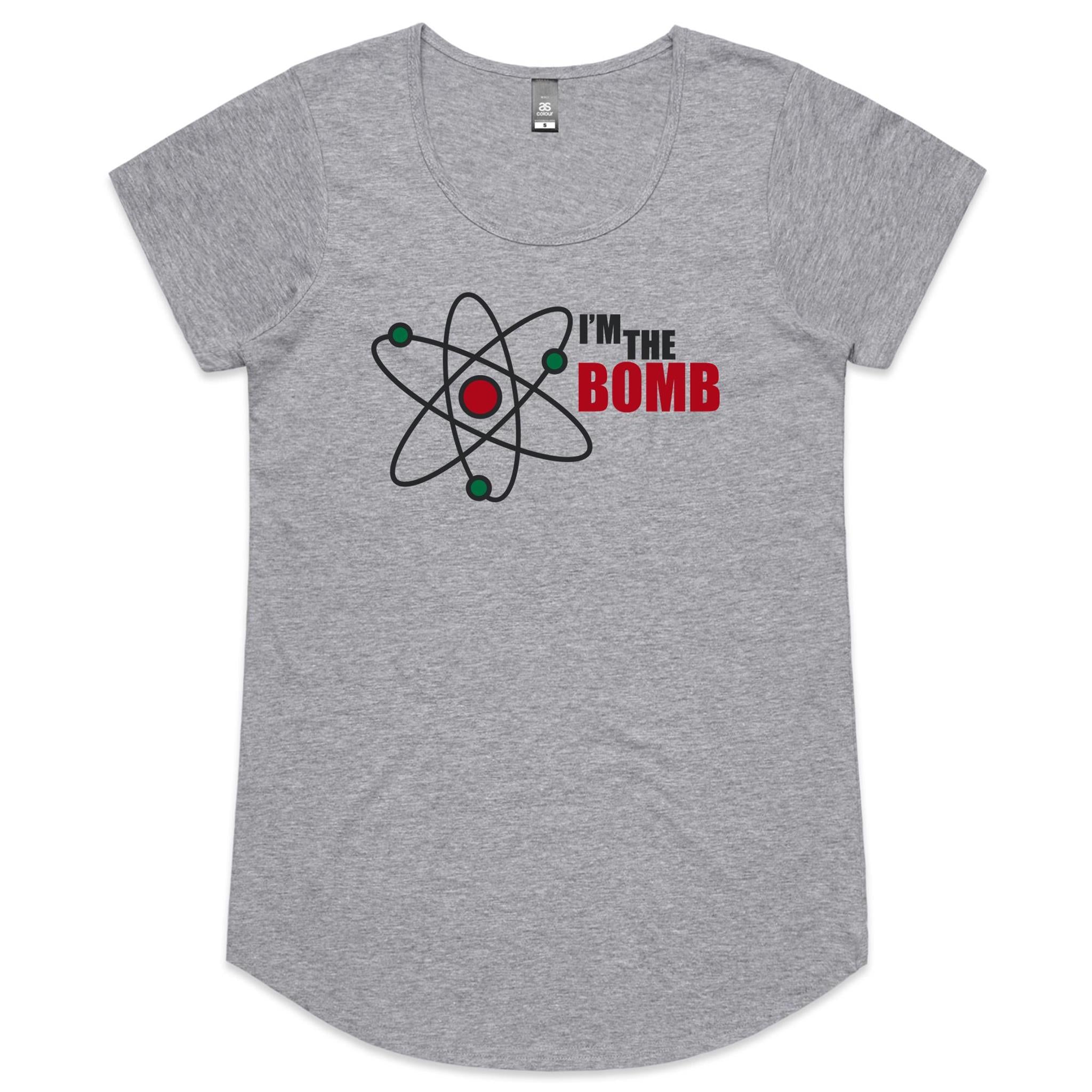 I'm The Bomb, Atom - Womens Scoop Neck T-Shirt Grey Marle Womens Scoop Neck T-shirt Printed In Australia Science