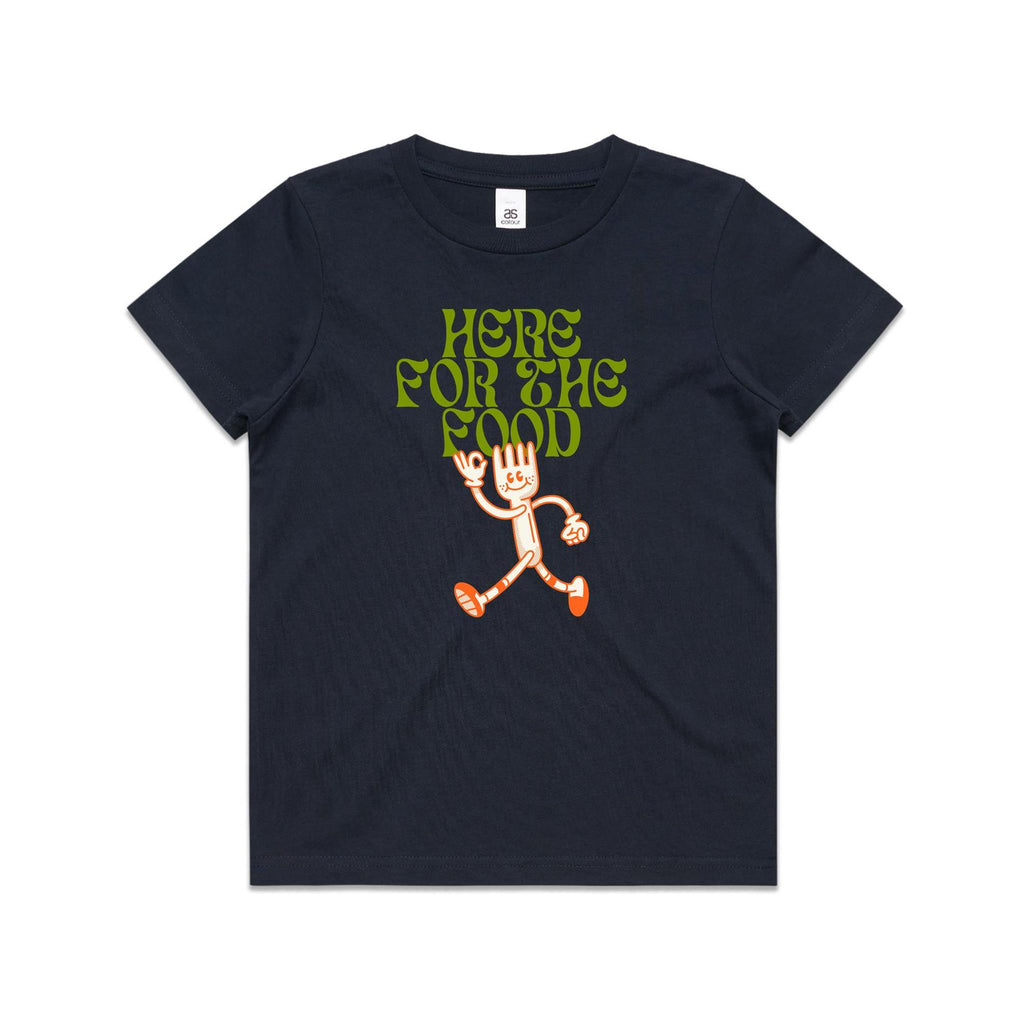 Here For The Food - Kids Youth T-shirt Navy Kids T-shirt Food Printed In Australia