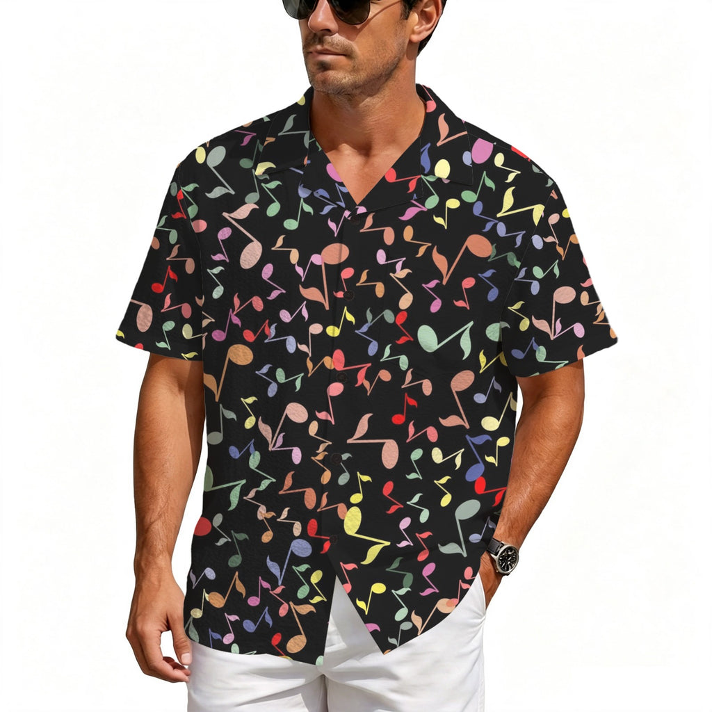 Quavers, Music Notes Men's Crinkle Hawaiian Shirt