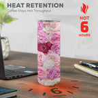 Pink Flowers 20oz Tall Skinny Tumbler with Lid and Straw