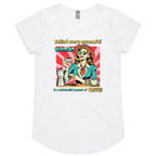 Retro Coffee Woman Women's AS Colour Scoop Neck T-Shirt White Womens Scoop Neck T-shirt Coffee Printed In Australia Retro