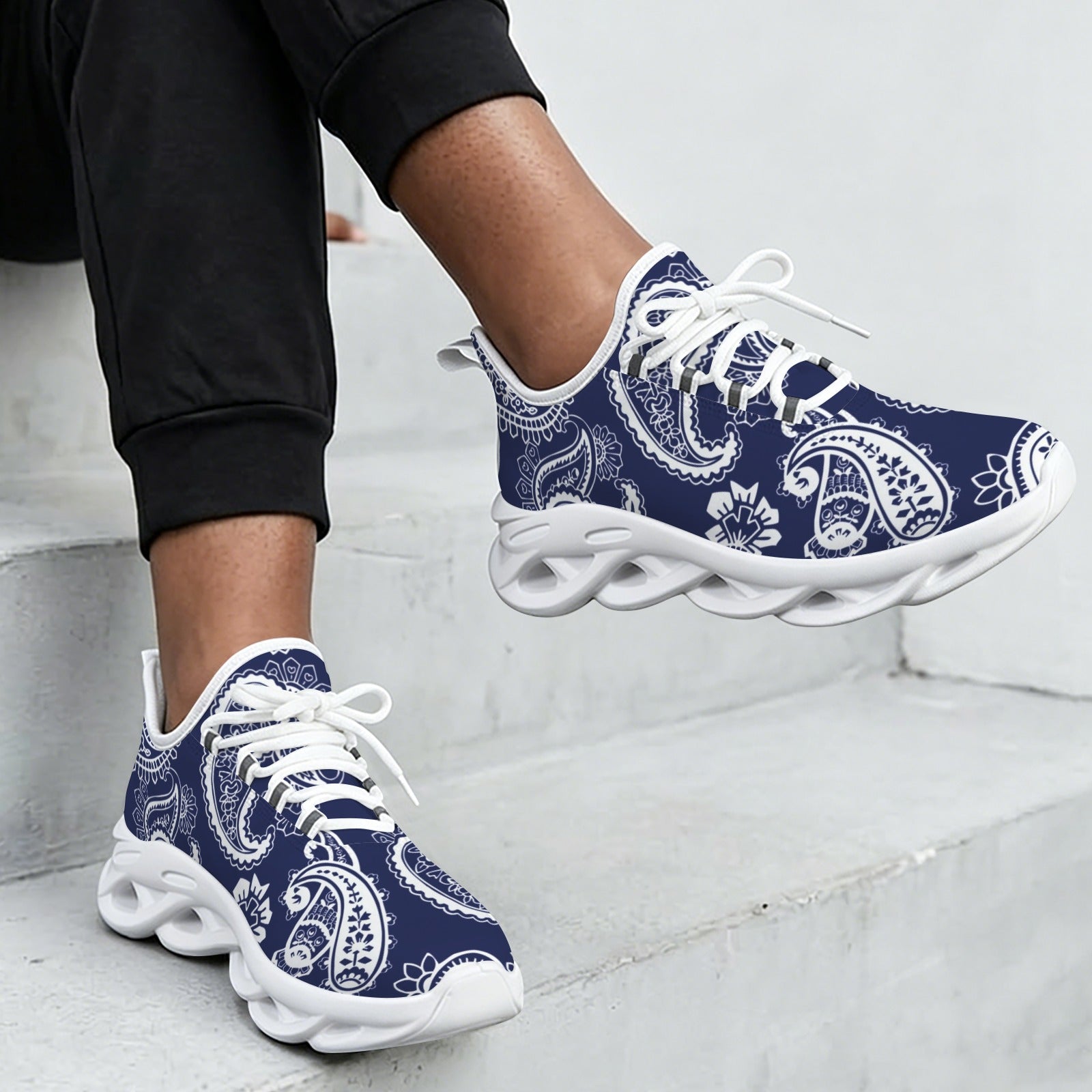 Blue Paisley Women's Twisted Sole Sneakers
