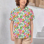 Bright Painted Tropical Kids Cotton Short Sleeve Shirt