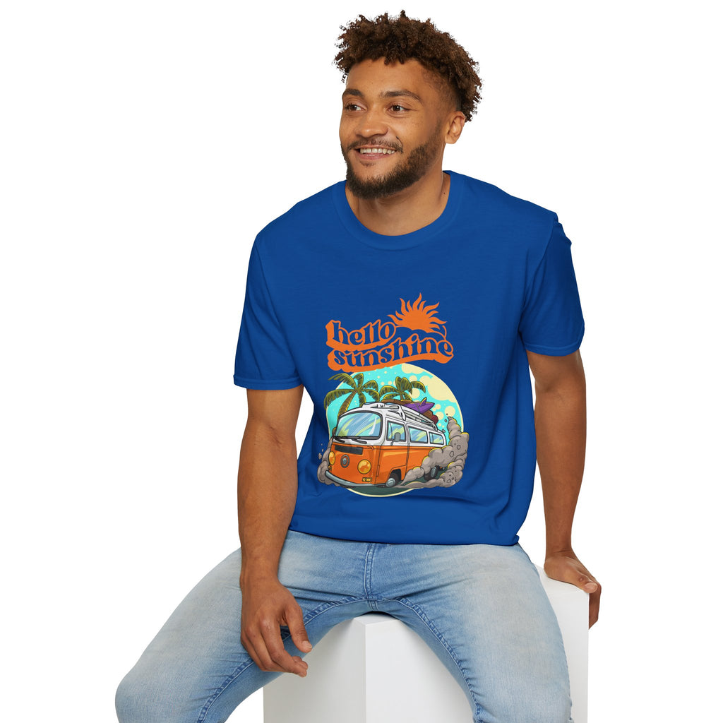 Hello Sunshine, Beach Van - Unisex Softstyle T-Shirt