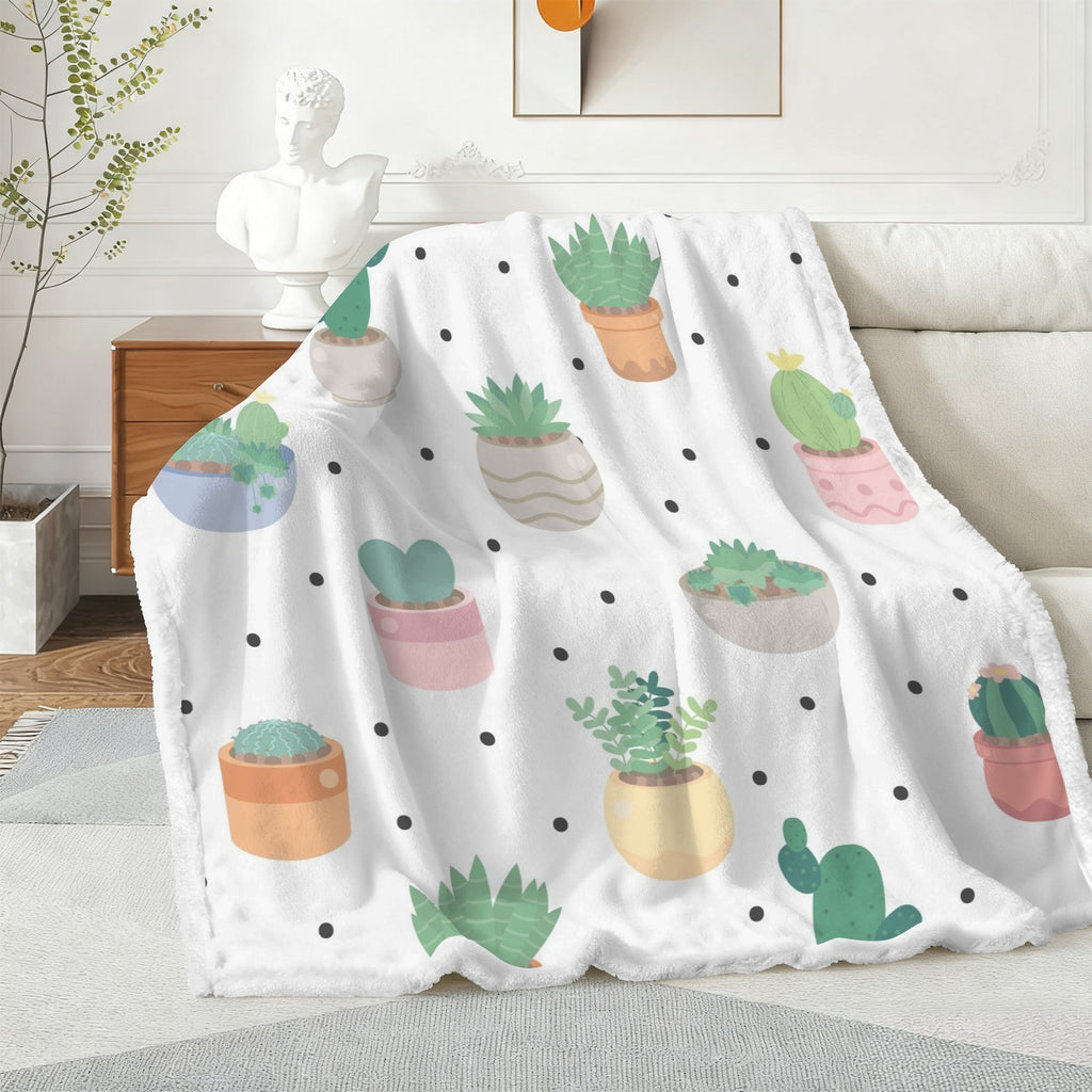 Cactus Plants - Double-Layer Fleece Blanket 51"x59"