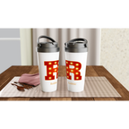 Personalised - Marquee Lights Initial - White 15oz Stainless Steel Travel Mug Personalised Travel Mug Customise Globally Fulfilled Personalise