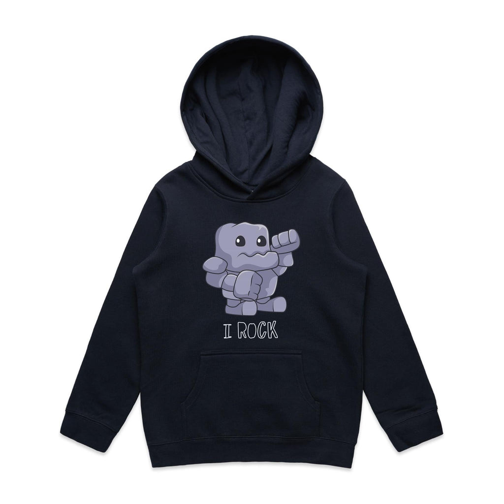 I Rock - Kids Hoodie Navy Kids Hoodie Printed In Australia