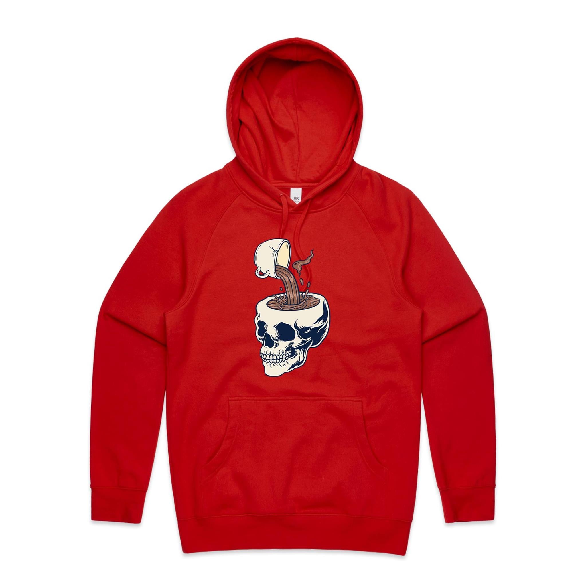 Coffee Skull - Mens Hoodie Red Mens Hoodie Coffee Printed In Australia