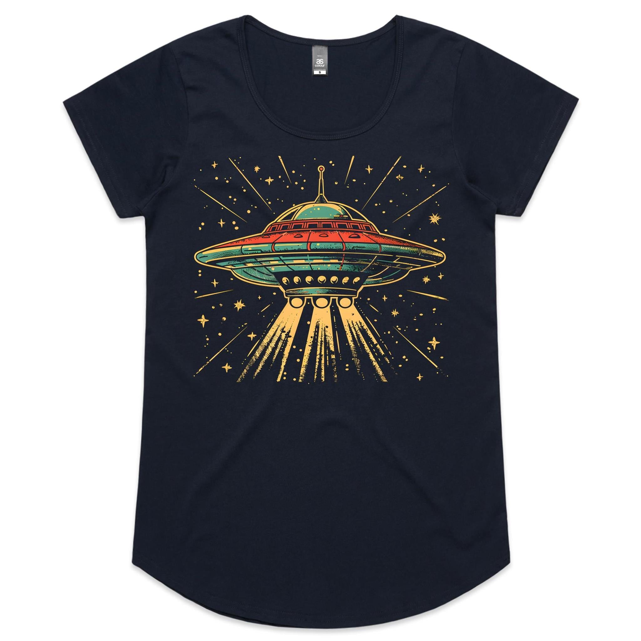 Retro UFO Womens AS Colour Scoop Neck T-Shirt