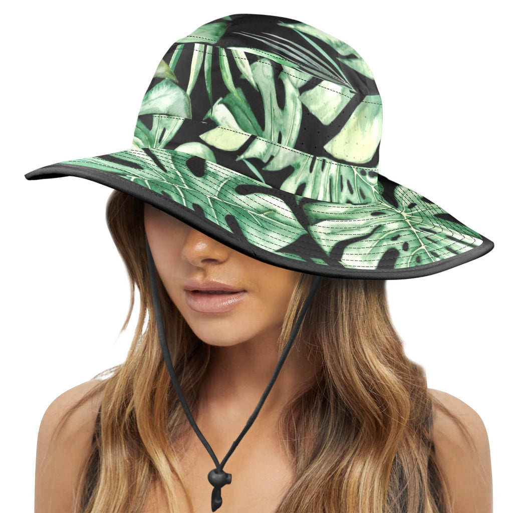 Jungle Leaves Wide Brim Bucket Hat Wide Brim Bucket Hat Plants Printed Offshore