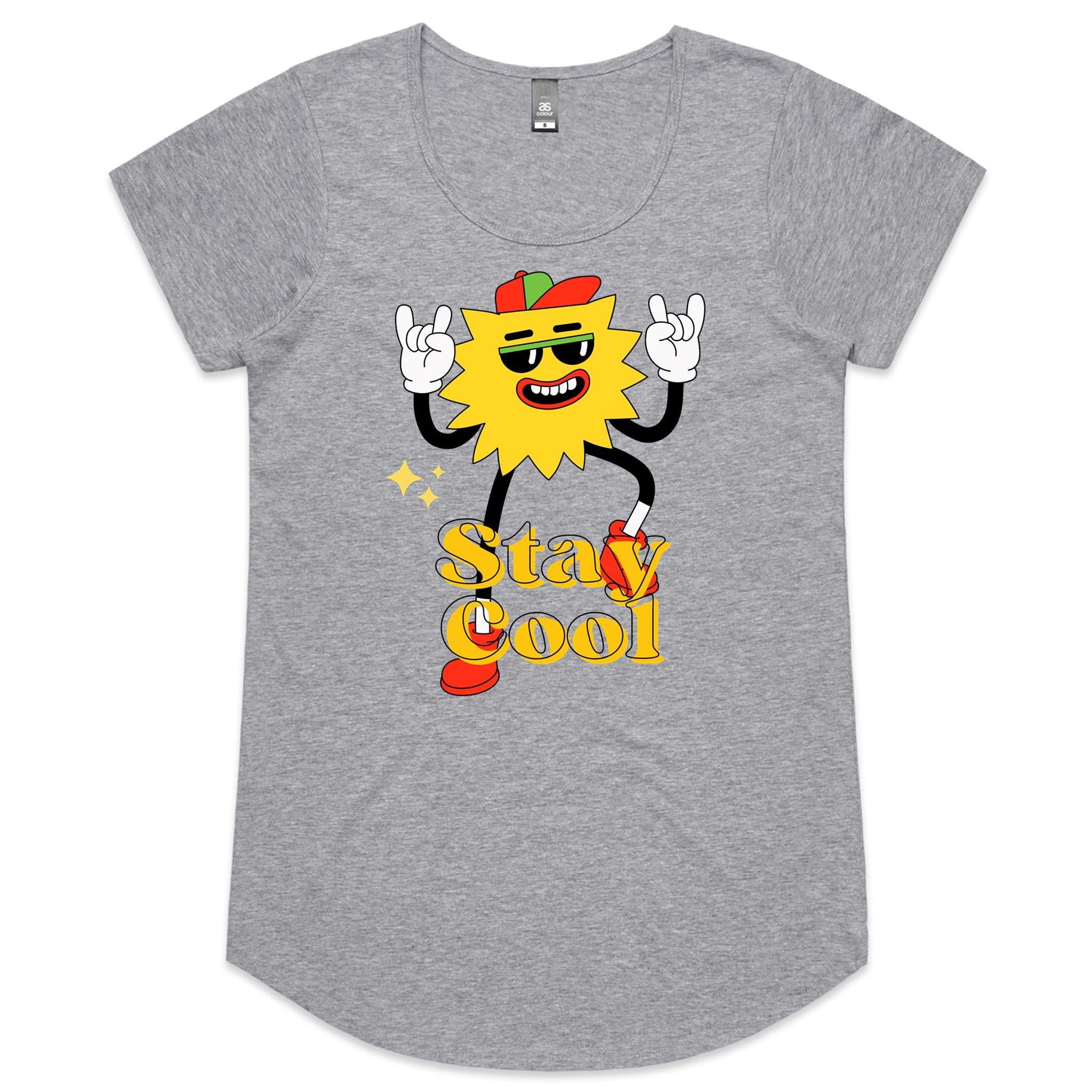 Stay Cool - Womens Scoop Neck T-Shirt Grey Marle Womens Scoop Neck T-shirt Printed In Australia Summer