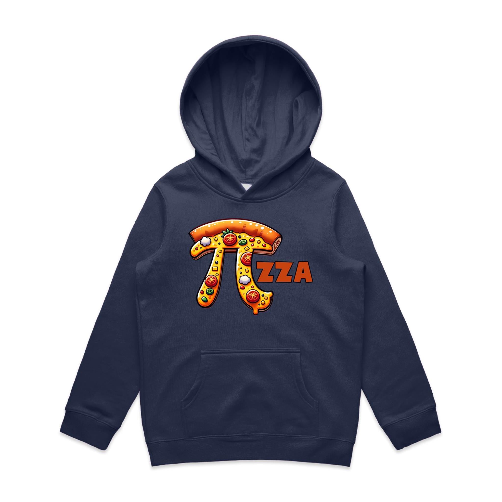 Pi Pizza - Kids Hoodie Midnight Blue Kids Hoodie Printed In Australia
