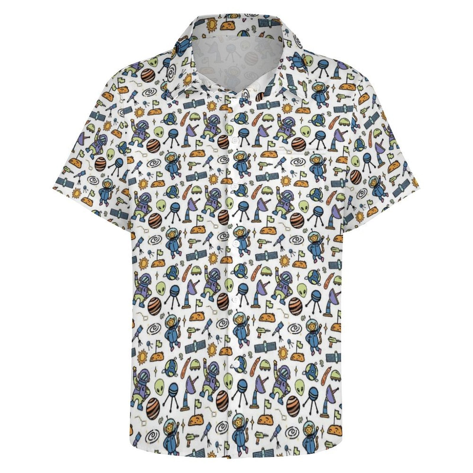 All About Space Women's Short-Sleeve Button Up Shirt Women's Short-Sleeve Button Up Shirt Printed Offshore Space