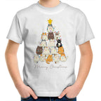 Cats Merry Christmas - Kids Youth T-Shirt White Kids Christmas T-shirt Christmas Printed In Australia