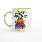 Personalised - Just Chilling - White 11oz Ceramic Mug with Colour Inside Ceramic Green Personalised 11oz Mug animal customise Globally Fulfilled personalise