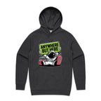 Astronaut, Anywhere But Here - Mens Hoodie Asphalt Marle Mens Hoodie Printed In Australia Space