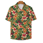Vintage Hawaiian Floral Women's Collared Pocketless Short Sleeve Shirt