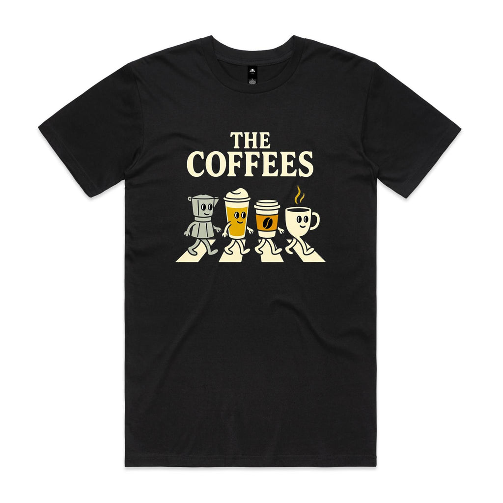 The Coffees, Crossing Road Men's AS Colour T-shirt Black Mens T-shirt Coffee Music Printed In Australia