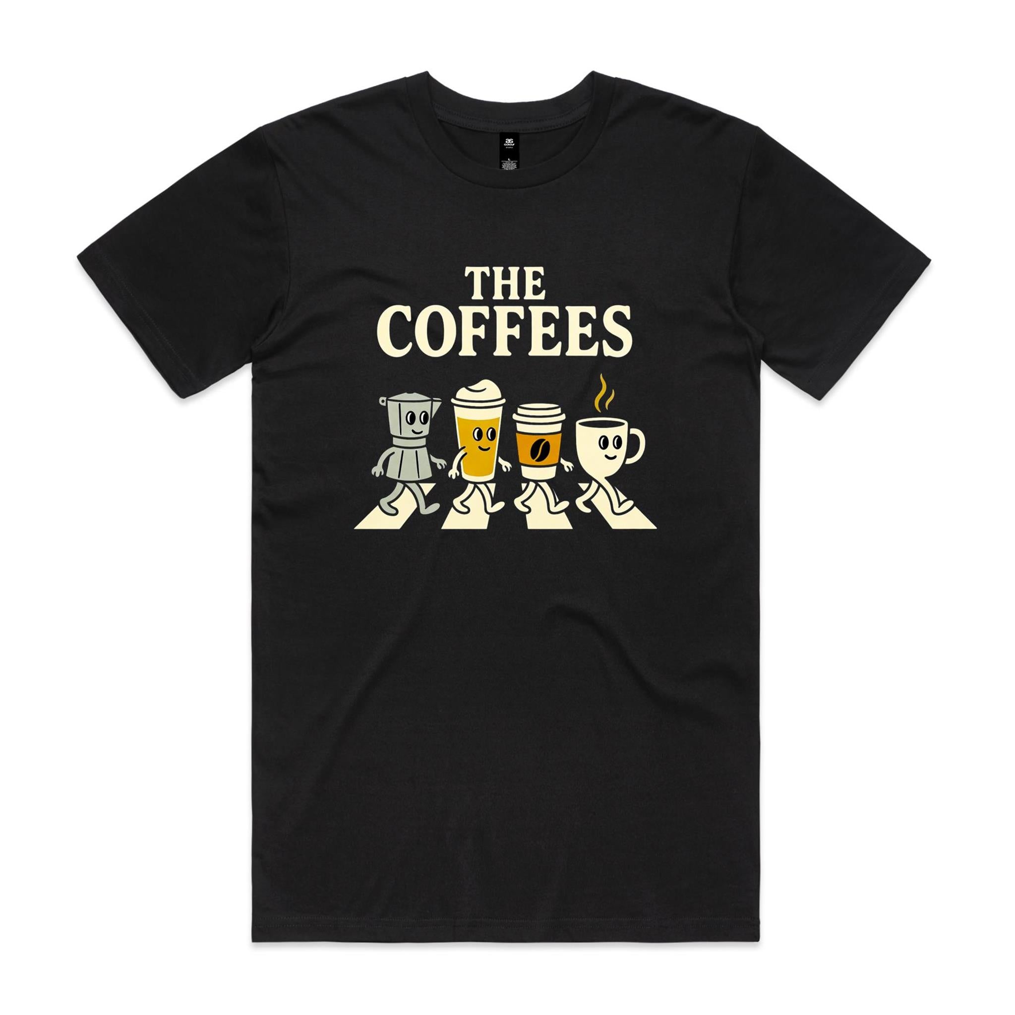 The Coffees, Crossing Road - Men's AS Colour T-shirt Black Mens T-shirt Coffee Music Printed In Australia