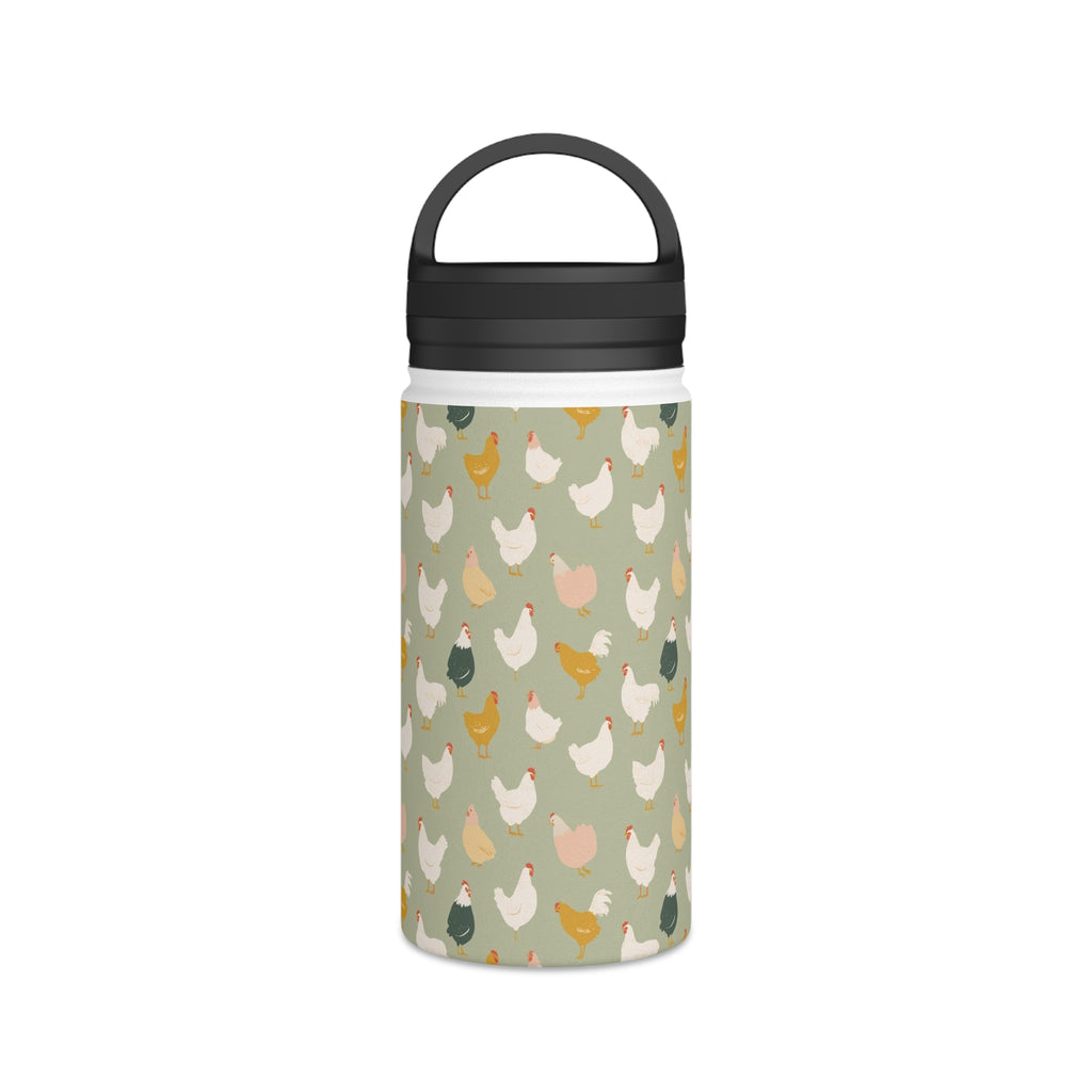 Chicken Life Stainless Steel Water Bottle, Handle Lid White 12oz Stainless Steel Water Bottle With Handle Lid animal Globally Fulfilled