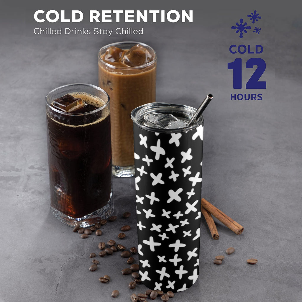Black And White X's - 20oz Tall Skinny Tumbler with Lid and Straw