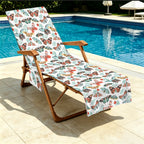 Pretty Moths And Butterflies Beach Chair Towel Cover with Side Pockets