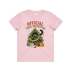 Official Tree Inspector Cat Kids Christmas T-shirt Pink Kids Christmas T-shirt Christmas Printed In Australia