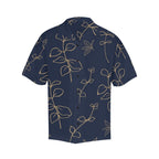 Gold Flowers On Navy - Mens Hawaiian Shirt