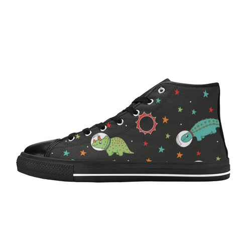 Astronaut Dinosaurs - Kids High Top Canvas Shoes