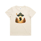Black Cat Alien UFO Abduction Kids AS Colour T-shirt