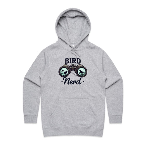 Bird Nerd - Womens Hoodie Grey Marle Womens Hoodie animal Printed In Australia