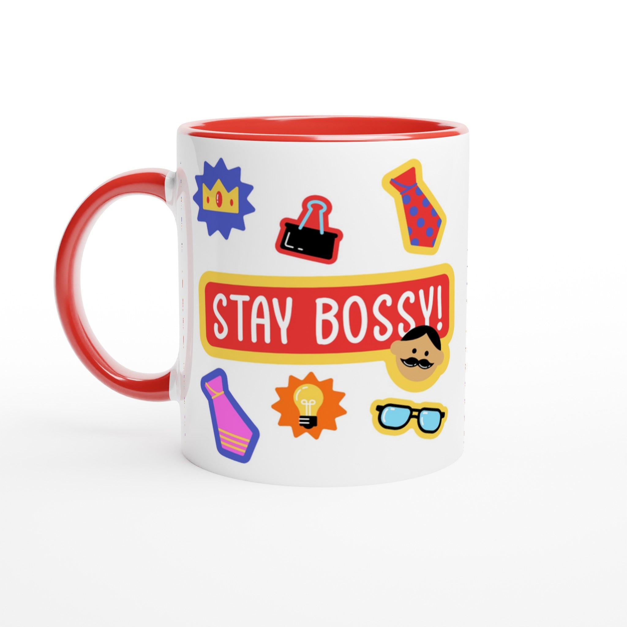 Stay Bossy, Boss Mug - White 11oz Ceramic Mug with Colour Inside Colour 11oz Mug Funny