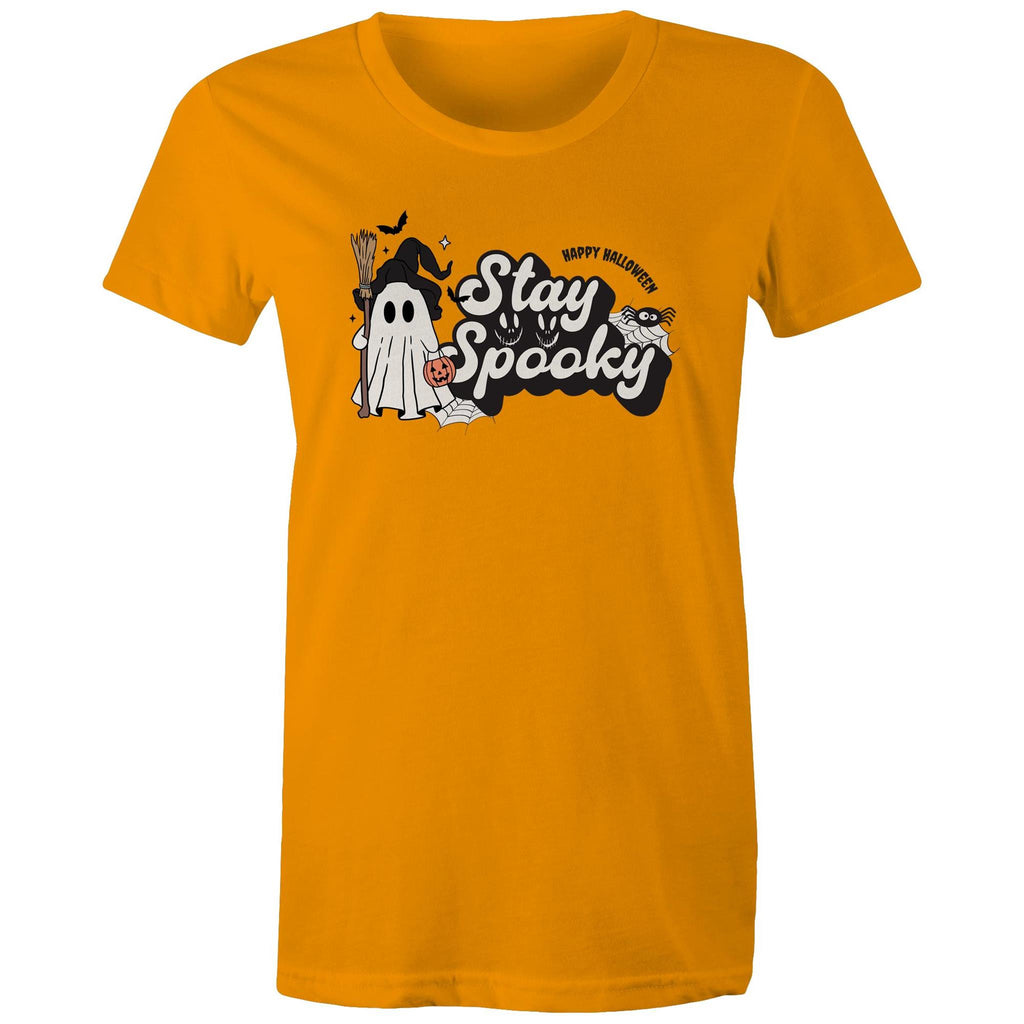 Stay Spooky, Halloween - Womens T-shirt Orange Womens T-shirt Halloween Printed In Australia