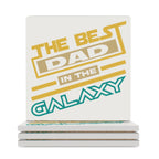 The Best Dad In The Galaxy Ceramic Coasters (Square) white Ceramic Coasters Dad Printed Offshore