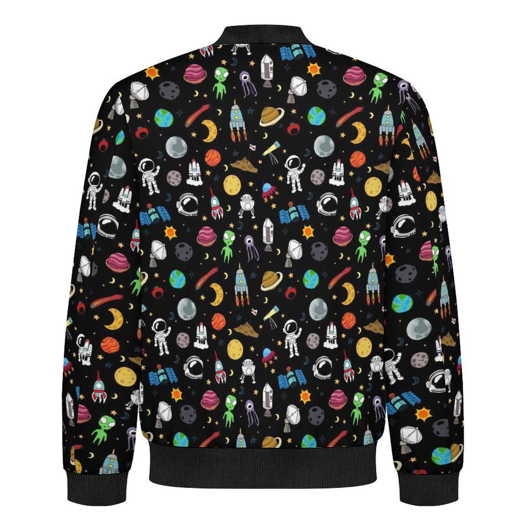 Fun Space Men's Casual Zip‑Up Bomber Jacket