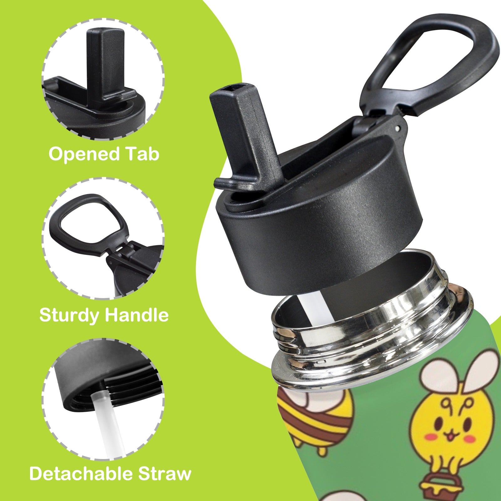 Busy Bees 12oz Kids Water Bottle with Straw Lid