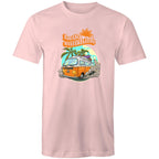 Hello Sunshine, Beach Van - Mens T-Shirt Pink Mens T-shirt Printed In Australia Summer Surf