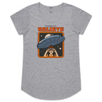 I Want To Believe, UFO - Womens Scoop Neck T-Shirt Grey Marle Womens Scoop Neck T-shirt Printed In Australia Sci Fi