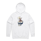 Coffee Skull - Mens Hoodie White Mens Hoodie Coffee Printed In Australia