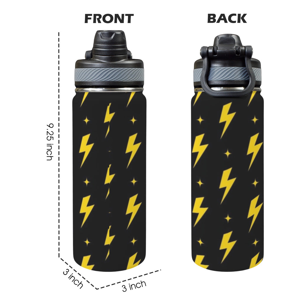 Yellow Lightning - Insulated Water Bottle with Dual-Use Lid (18oz) Insulated Water Bottle with Dual-Use Lid (18oz) comic Printed Offshore