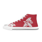 Red Retro Foliage, Hawaiian Flower - Men's High Top Canvas Shoes