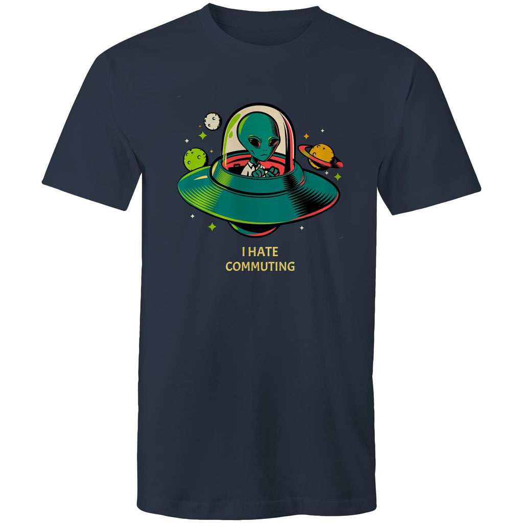Alien Commute - Mens T-Shirt Navy Mens T-shirt Printed In Australia Sci Fi