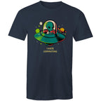 Alien Commute - Mens T-Shirt Navy Mens T-shirt Printed In Australia Sci Fi