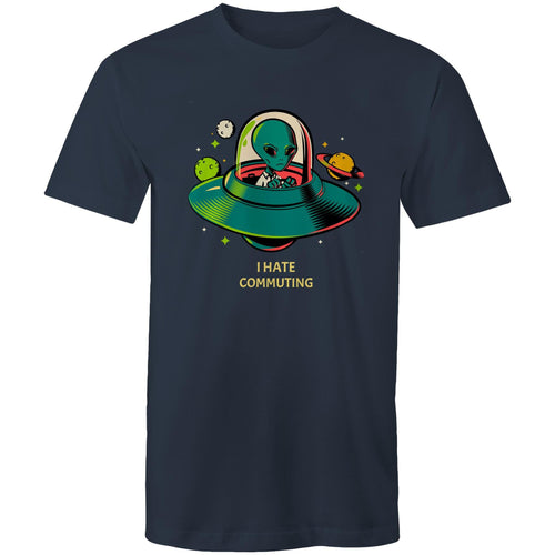 Alien Commute - Mens T-Shirt Navy Mens T-shirt Printed In Australia Sci Fi