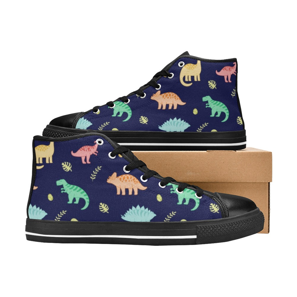 Dinosaurs - Kids High Top Canvas Shoes