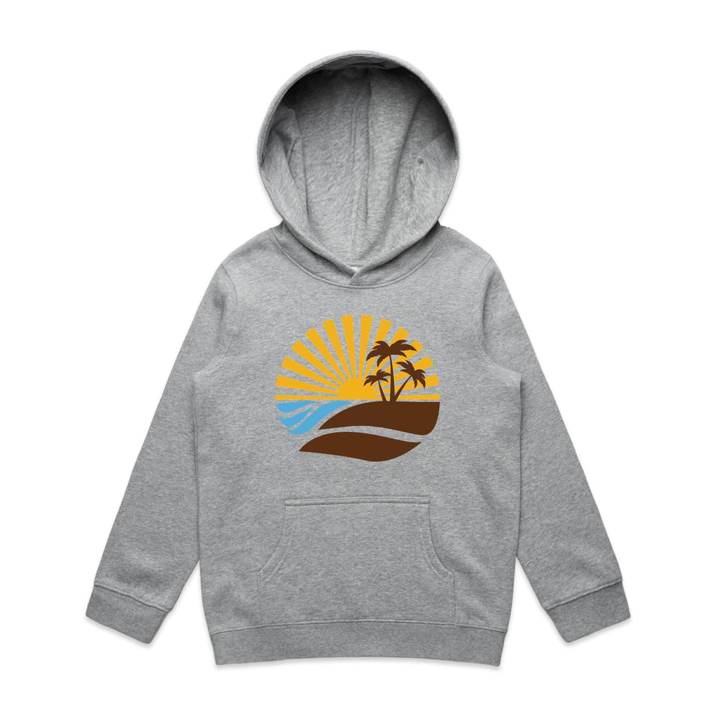 Vintage Surf - Kids Hoodie Grey Marle Kids Hoodie Printed In Australia