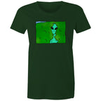 Alien Backing Into Hedge Meme - Womens T-shirt Forest Green Womens T-shirt Printed In Australia Sci Fi